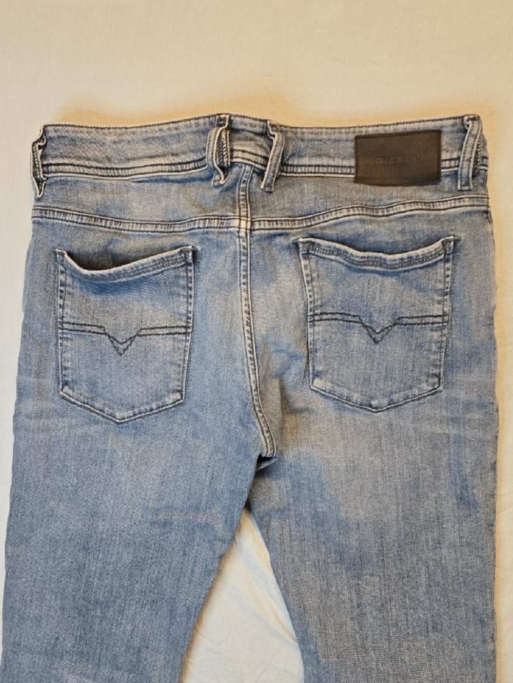 Diesel Sleekner Slim Skinny Tapered Fit Light Blue Distressed Denim Jeans - Picture 14 of 15